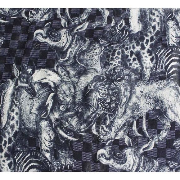 ❌❌ LOUIS VUITTON Cashmere/Silk/Wool Chapman Brothers Stole Blue Monogram LV - Picture 5 of 11